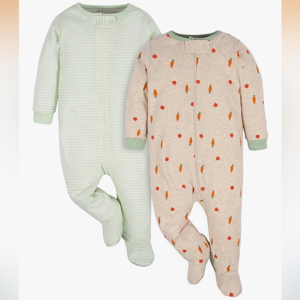 Carter’s Veggie Print and Striped Infant Sleepers